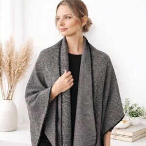 MacAusland’s Woollen Mills Black Cream Heritage Wool Shawl Throw Cabincore EUC